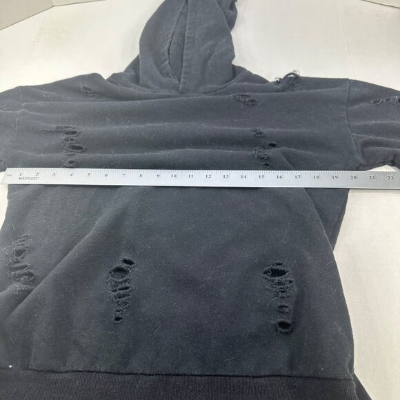 Wet Seal Women's Size Medium Hoodie Distressed Black Preowned - Picture 8 of 13